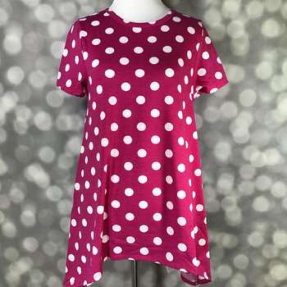 NEW LuLaRoe Melissa Tunic Top-Size Small Pink and White Polka Dot
